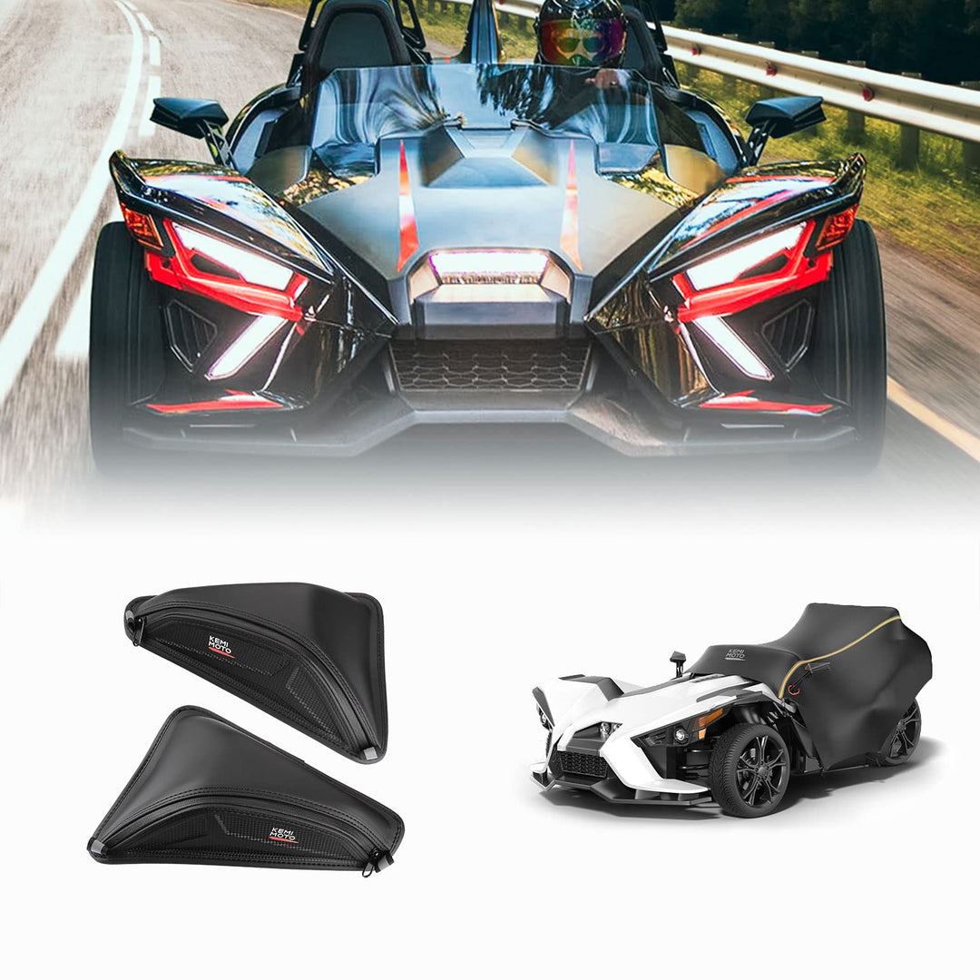 Half Cover & 2pcs Dashboard Bags Fit Polaris Slingshot SL S LE SLR GT - Kemimoto