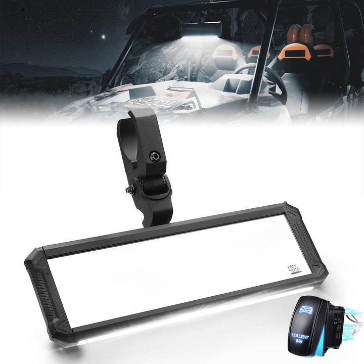 10.5" UTV Rear View Center Mirror Interior Light Fit 1.6"-2" Mount