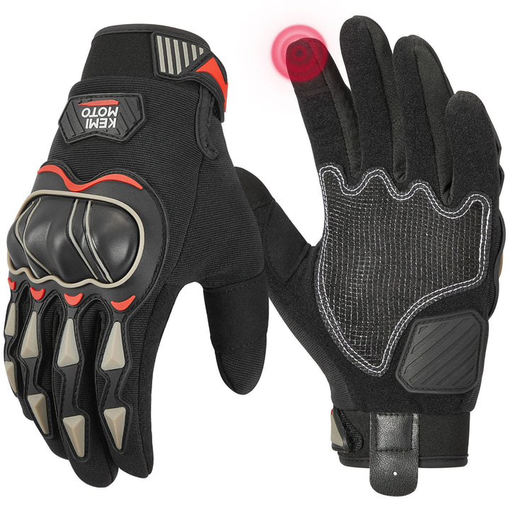 Motorcycle Touchscreen Riding Gloves with Hard Knuckle - Kemimoto