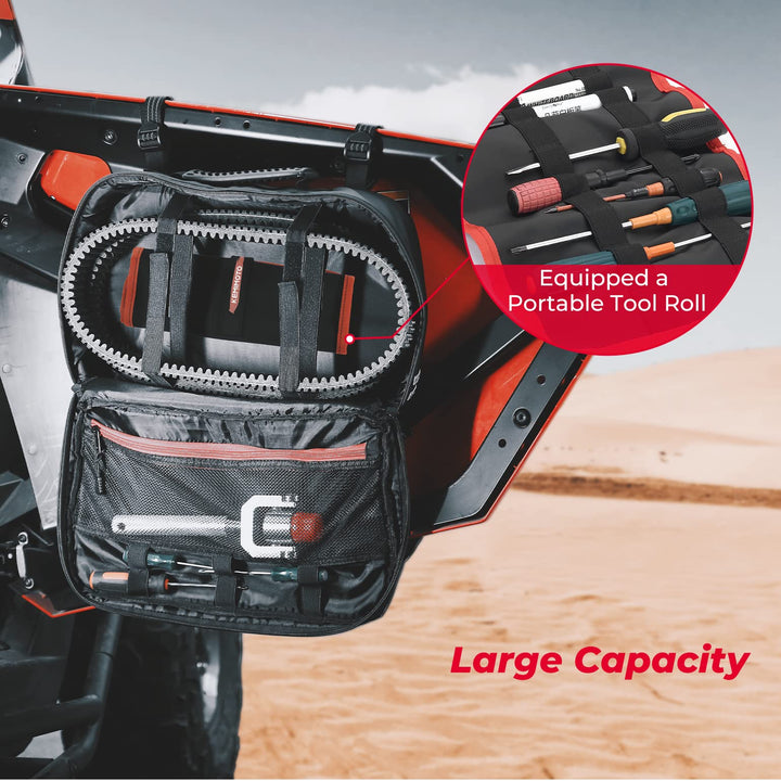 UTV ATV Drive Belt Storage Bag with Tool Roll For Can-Am, Polaris - Kemimoto