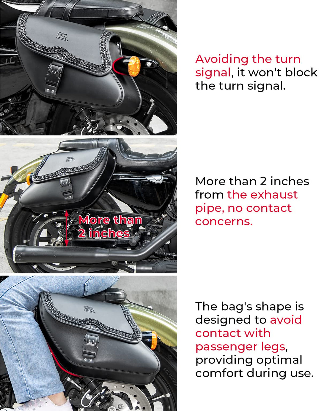 28L Double Strap Saddlebags with Lock Fit Sportster - Kemimoto