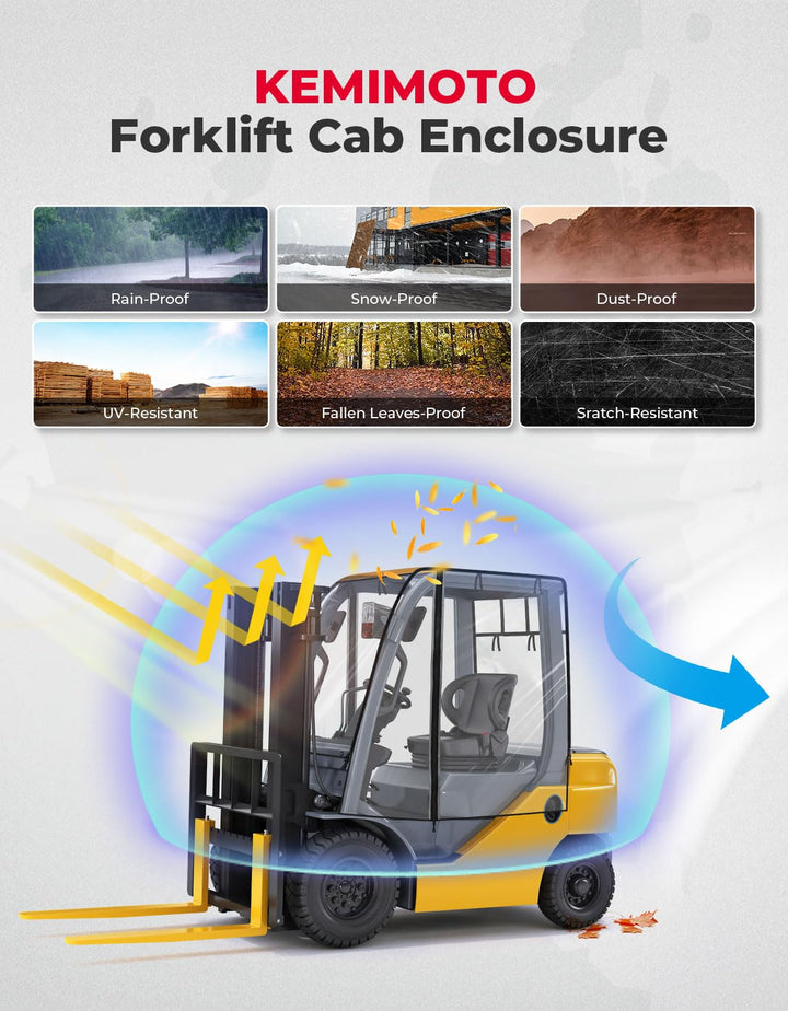 Universial Clear Forklift Cab Enclosures up to 8000 lbs Truck - Kemimoto