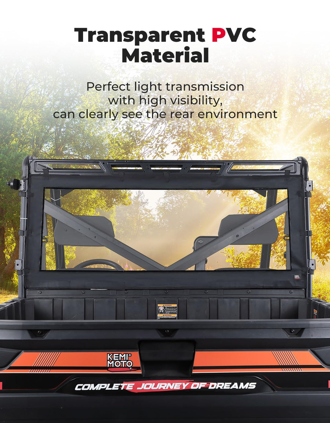 Upgraded PVC Rear Window forPolaris Ranger XP 1000 / Crew - Kemimoto