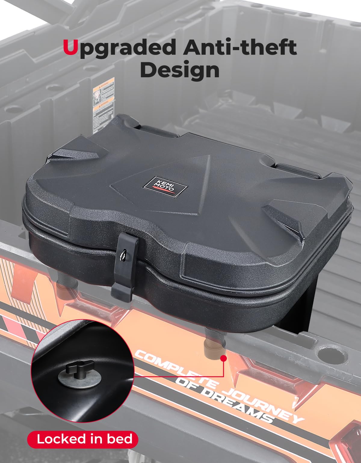 UPGRADED Anti-Theft Bed Storage Box 5.5GAL for Polaris Ranger/General - Kemimoto
