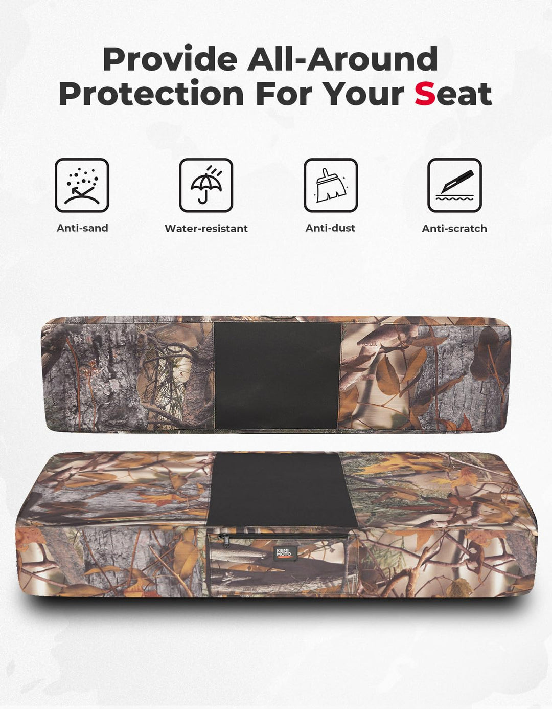 Camo Bench Seat Cover for Kawasaki Mule 610 600 600D - Kemimoto