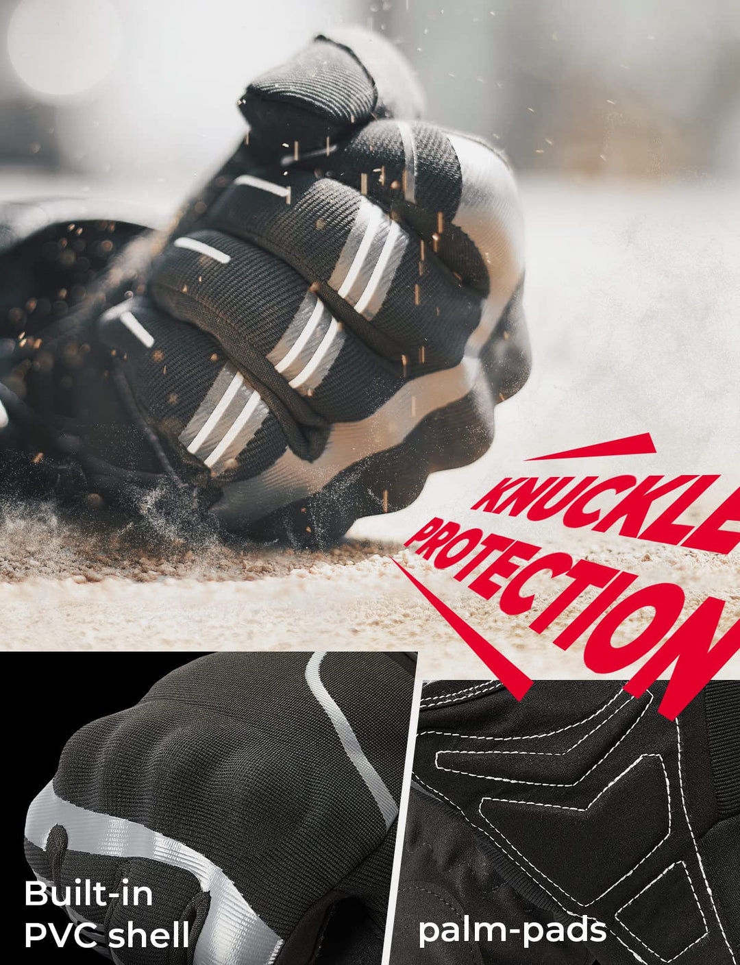 Motorcycle Gloves with Built-in Shell, Touchscreen Riding Gloves with Hard Knuckle - Kemimoto