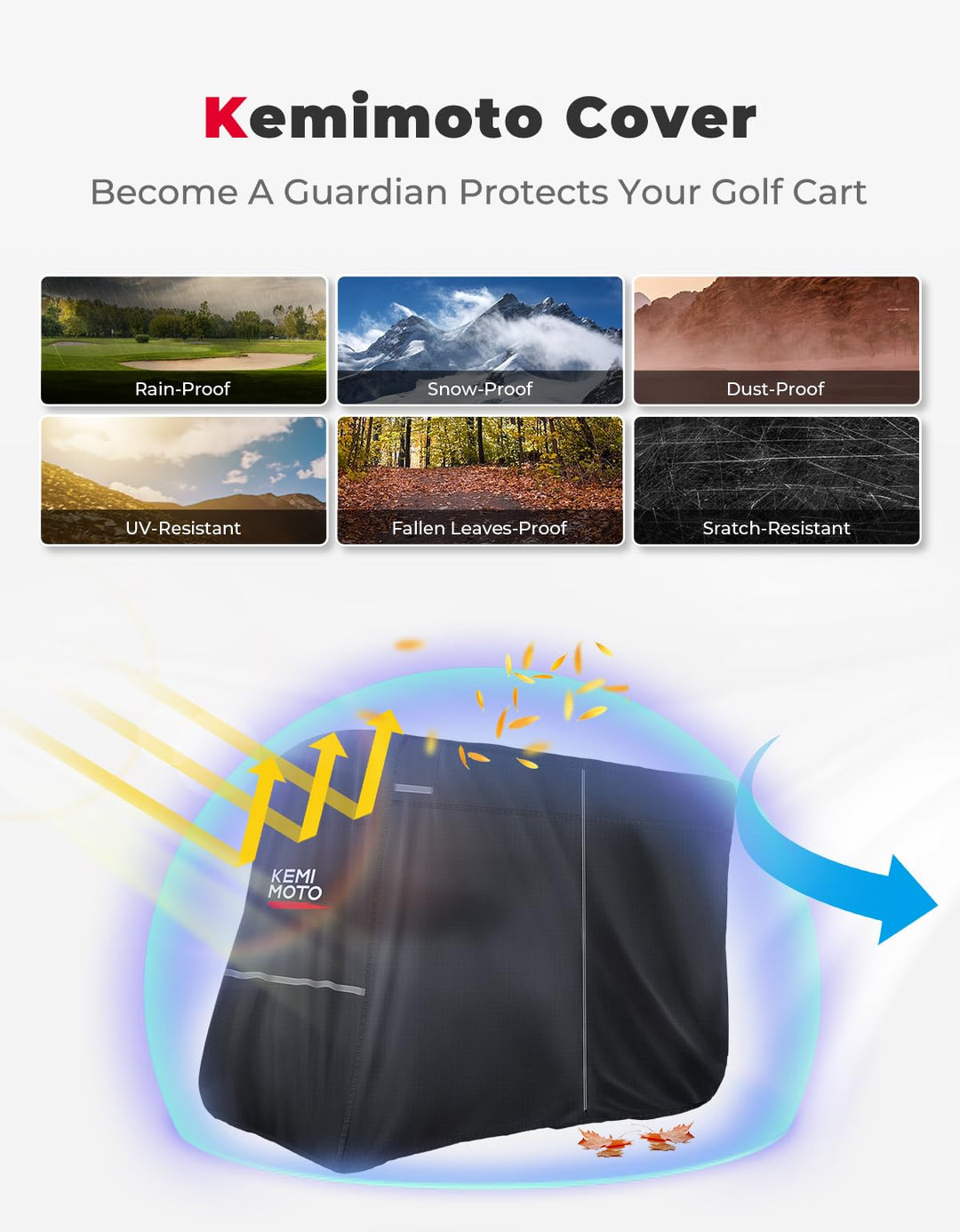 600D Waterproof Golf Cart Cover - Kemimoto