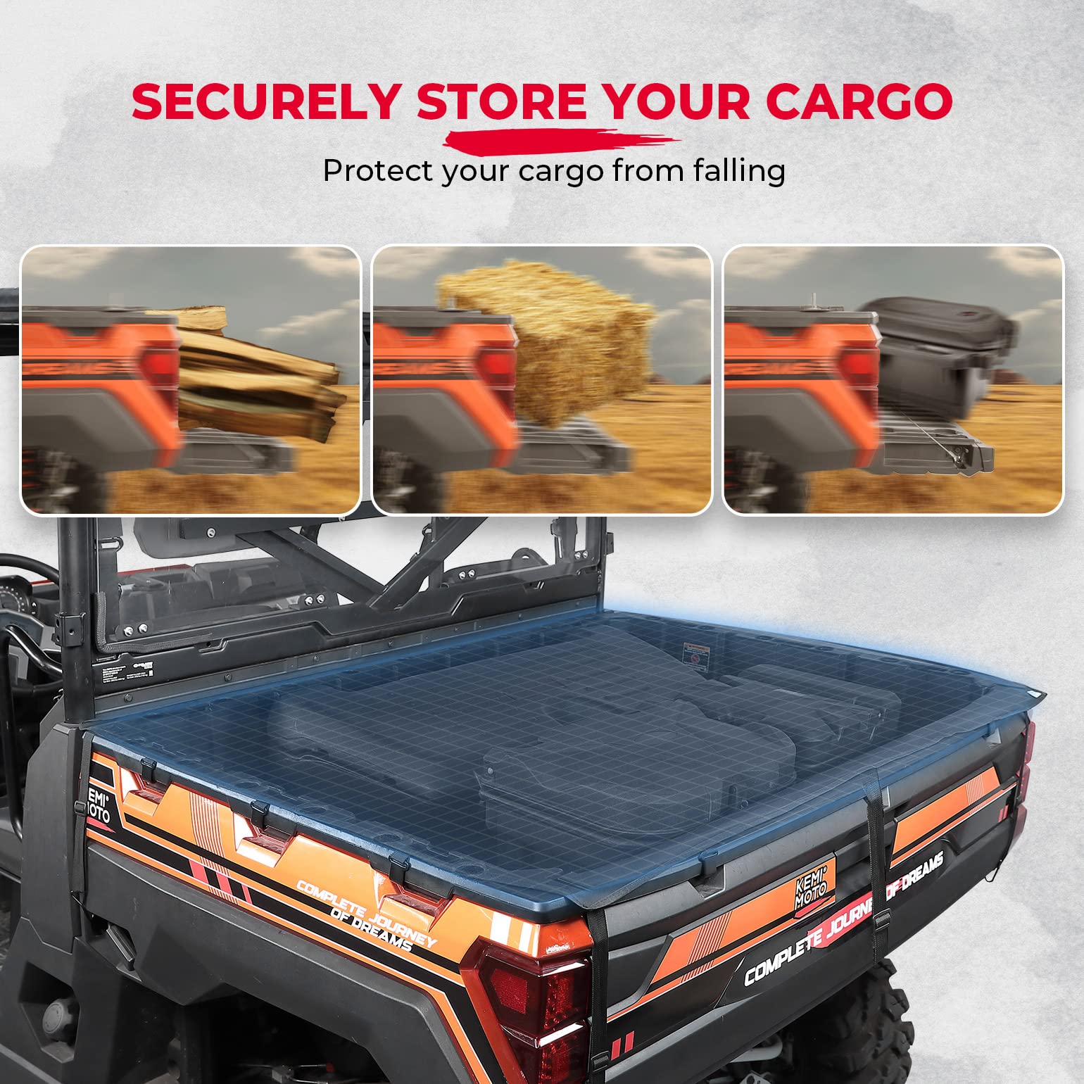 KEMIMOTO UTV Tonneau Cover - Waterproof Cargo Bed Cover For Polaris Ranger XP 1000/Crew 2017-2025