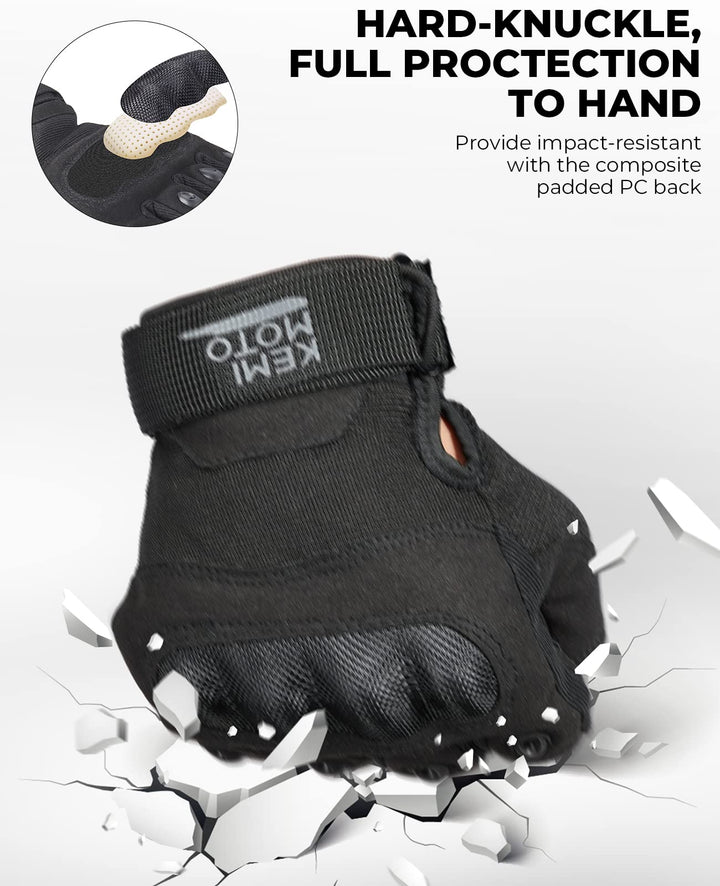 Fingerless Motorcycle Gloves for Training Shooting Hunting Hiking Camping - Kemimoto