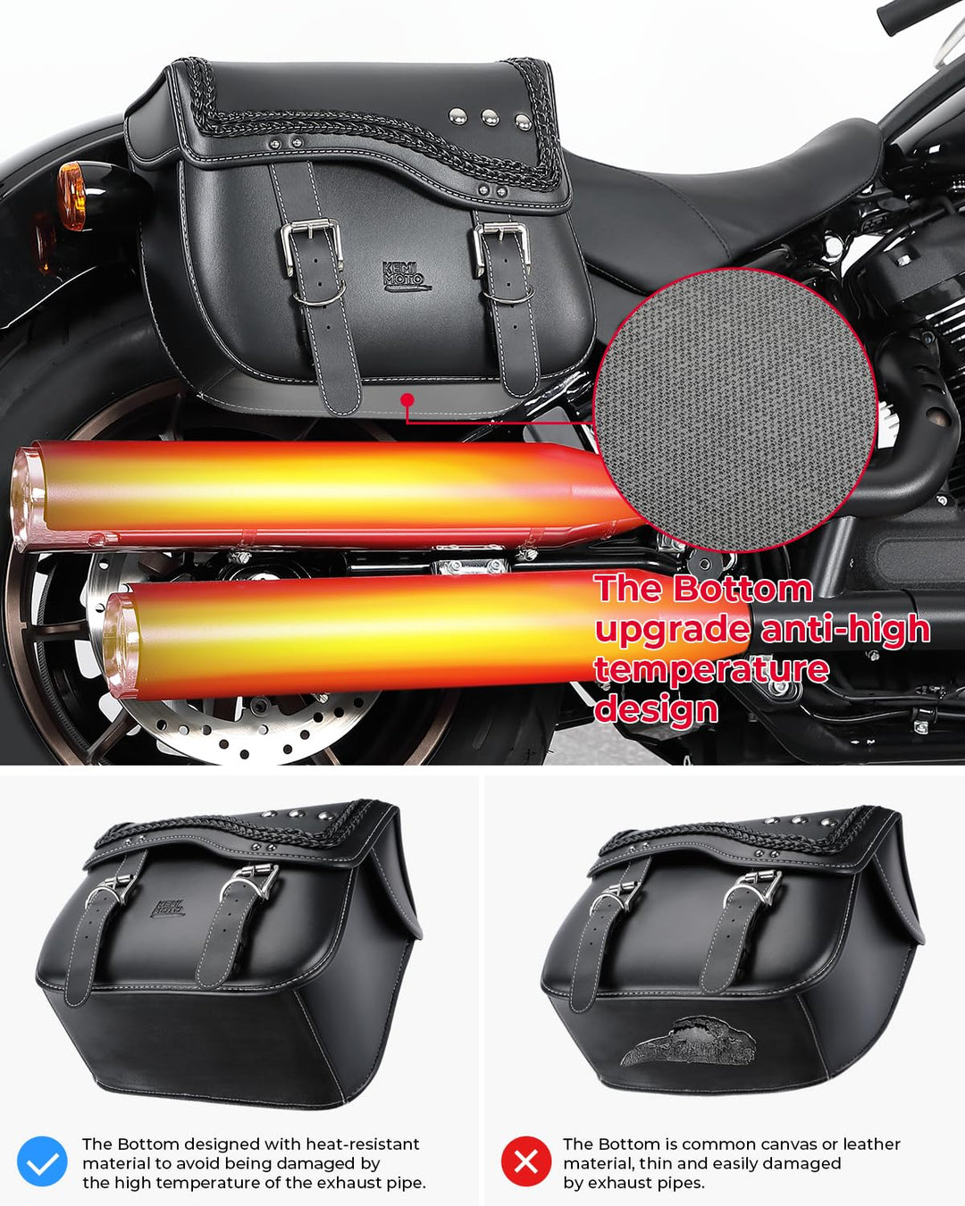 30L Motorcycle Synthetic Leather Saddlebag for Sportster Softail etc