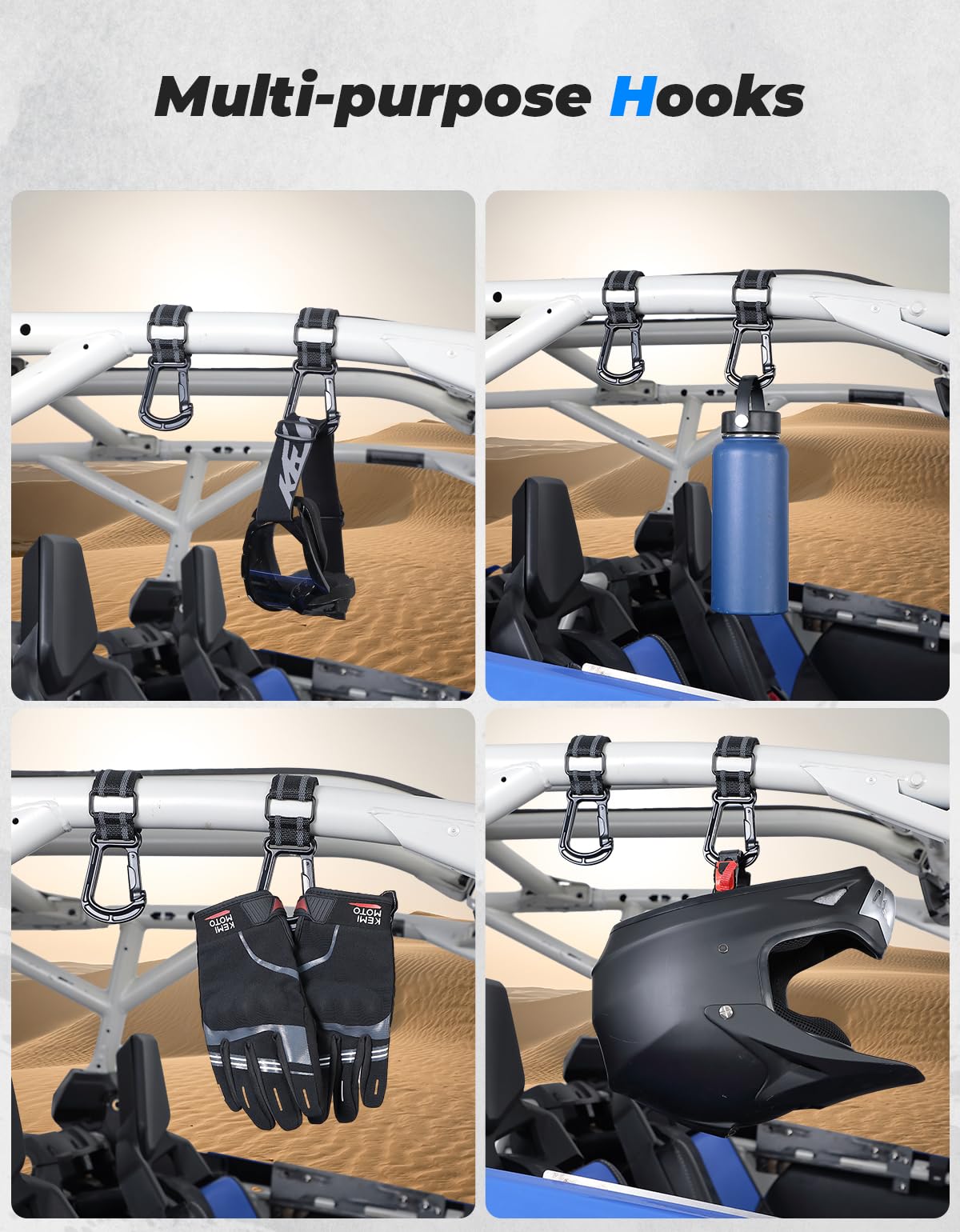 2 pcs UTV Helmet Hanger Hook fits 1.5