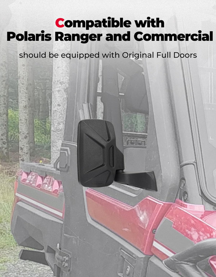 Door Mounted Side View Mirrors for Polaris Ranger/ Commercial Pro XD