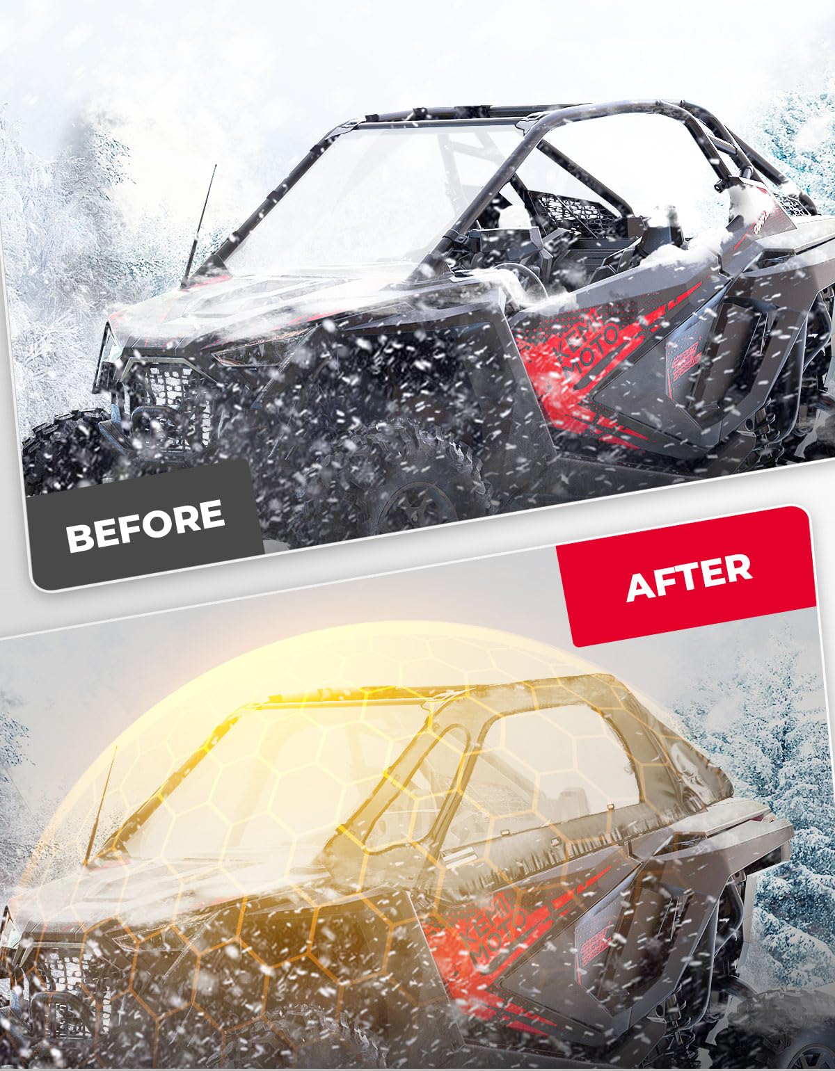 Soft Cab Enclosure Upper Doors for Polaris RZR PRO XP/Turbo R (2 seat) - Kemimoto