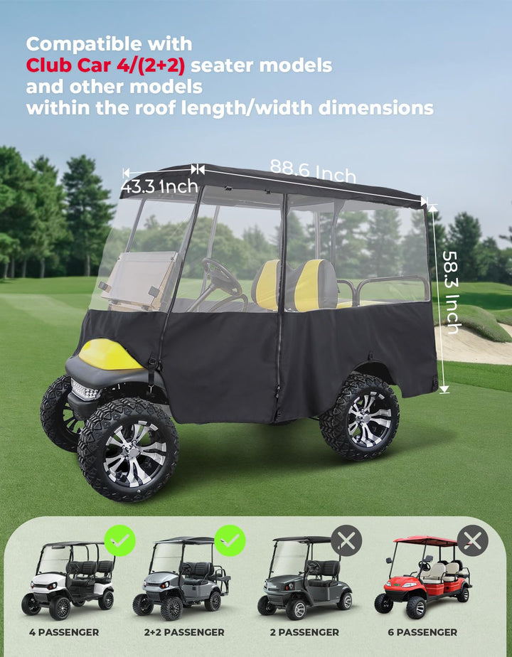 600D Enclosure Extended Roof for EZGO, Club Car Precedent/Onward/Tempo - Kemimoto