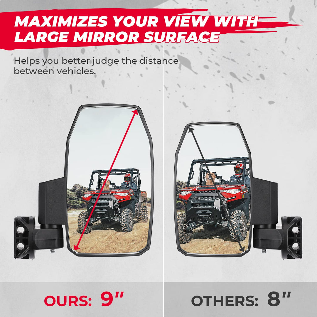 Upgraded UTV Wider Pro-Fit Side Mirrors Fit Polaris / Can-Am