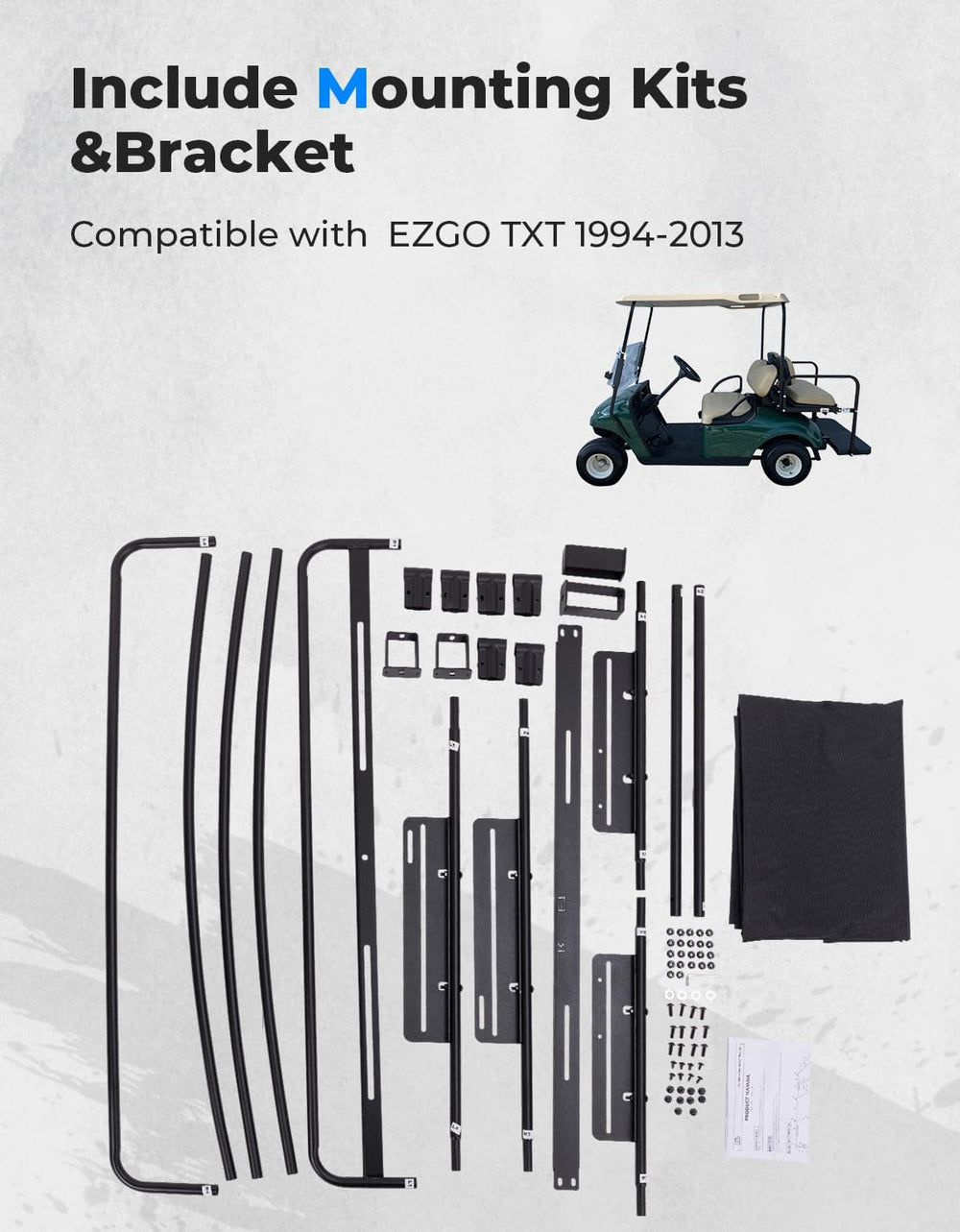 Canvas Golf Cart Sun Top for EZGO TXT 1994-2013 - Kemimoto