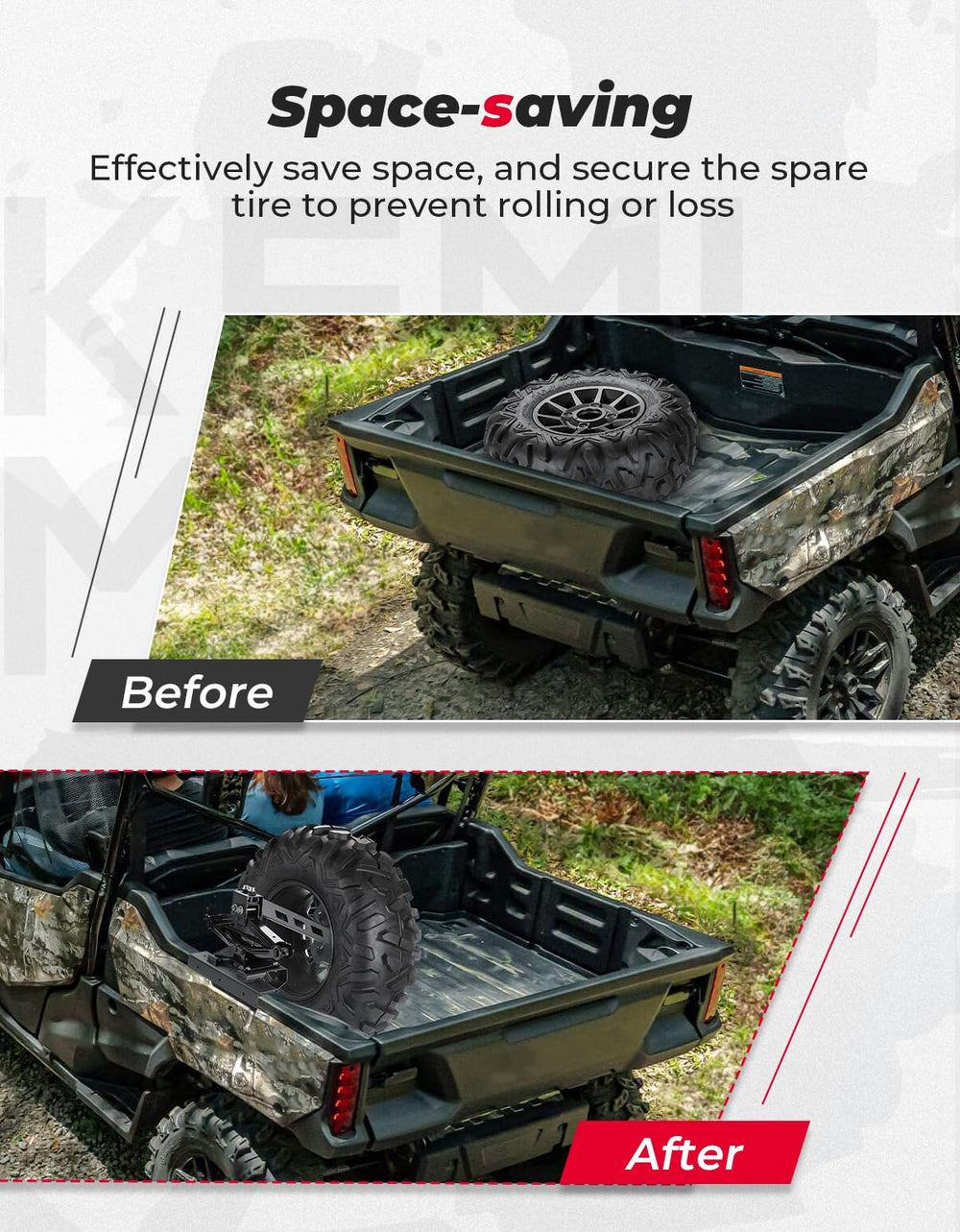 Spare Tire Mount for Pioneer 1000/1000-6 2016-2023 - Kemimoto