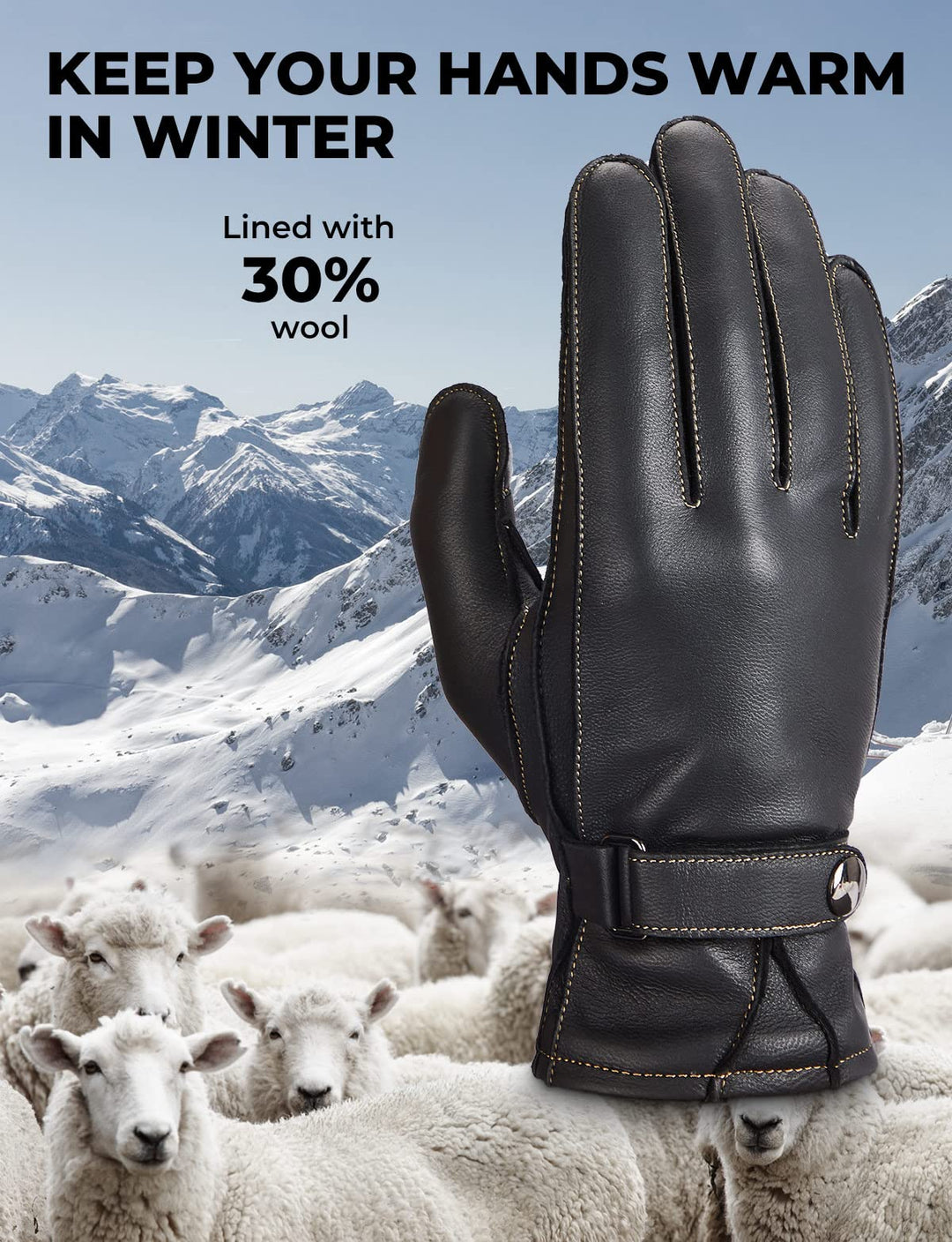 Sheepskin Leather Driving Motorcycle Gloves All Fingers Touchscreen