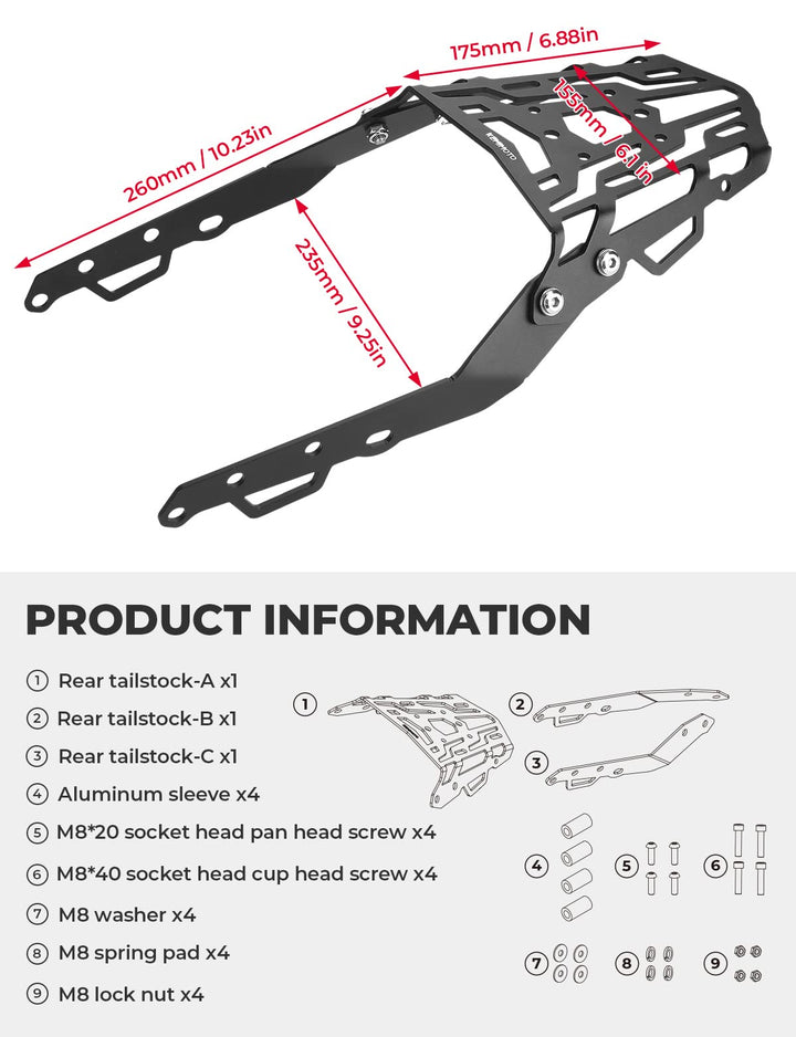 Rear Tail Storage Rack Fit Honda Grom (2022-2023) - Kemimoto