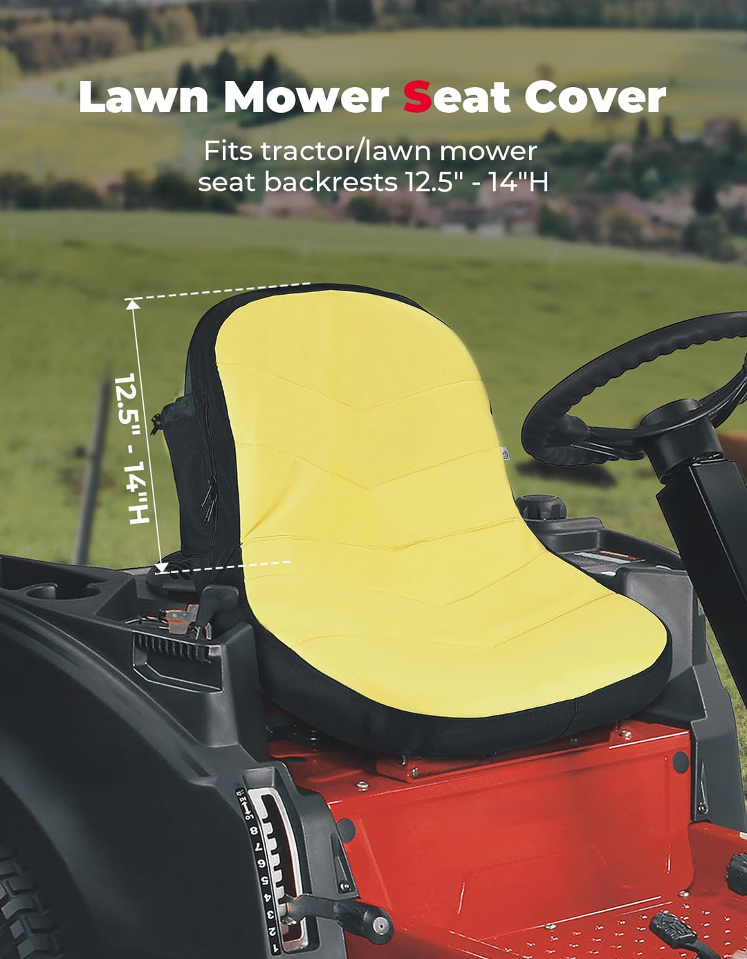 Universal Riding Lawn Mower Seat Cover For 12.5"-14" High Seats - Kemimoto