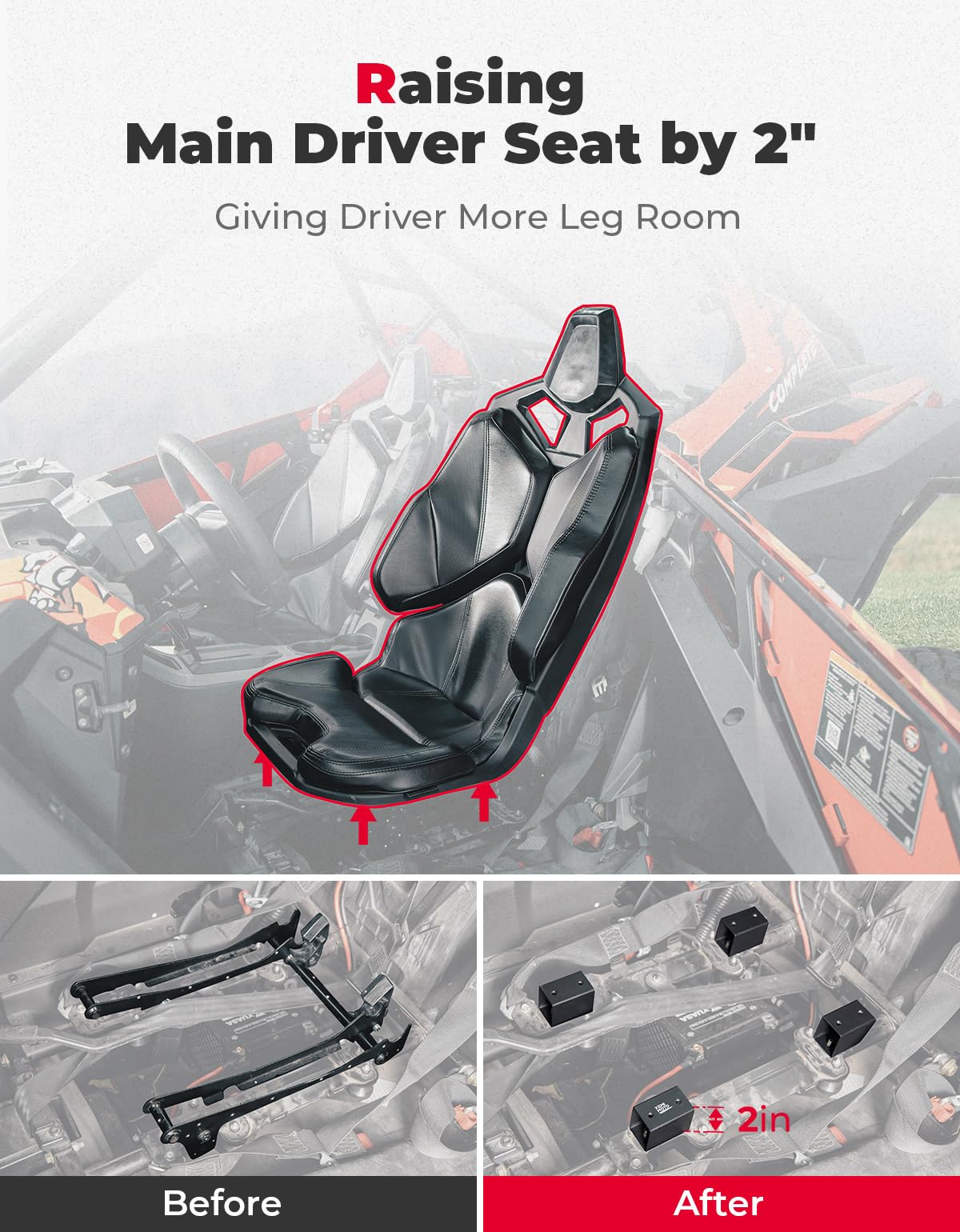 Driver Seat Riser Polaris RZR Pro XP Seat Riser – Kemimoto