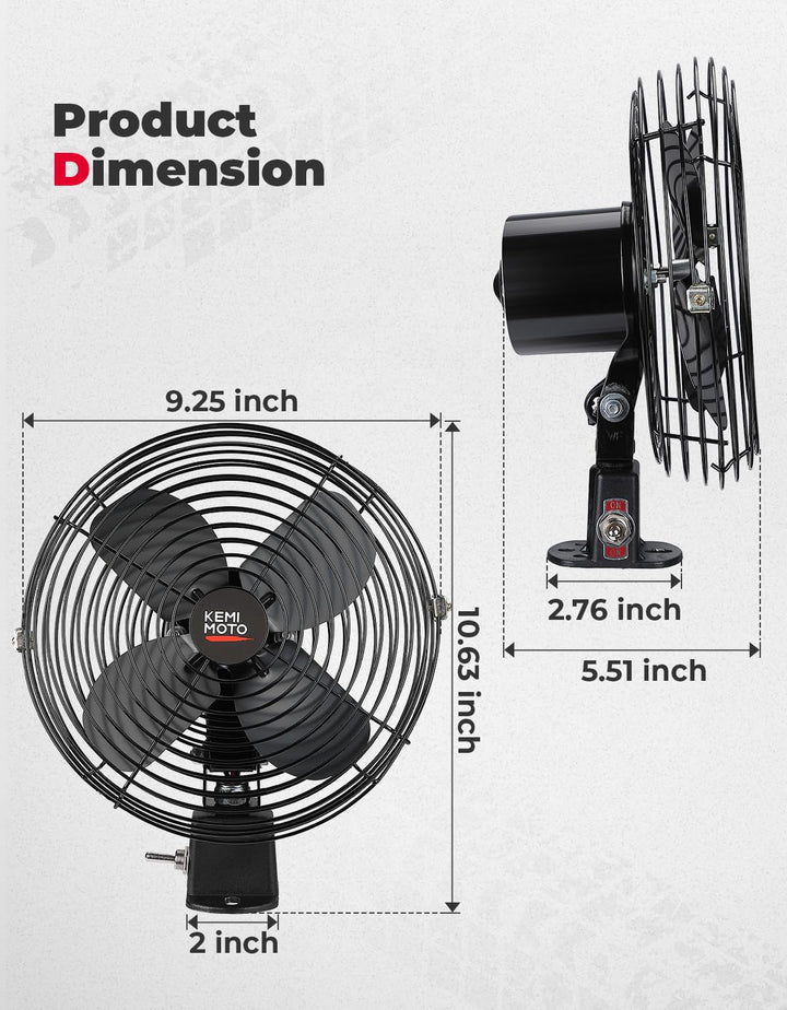 UTV 12V 8'' Cooling Fan For Car,Truck,RV - Kemimoto