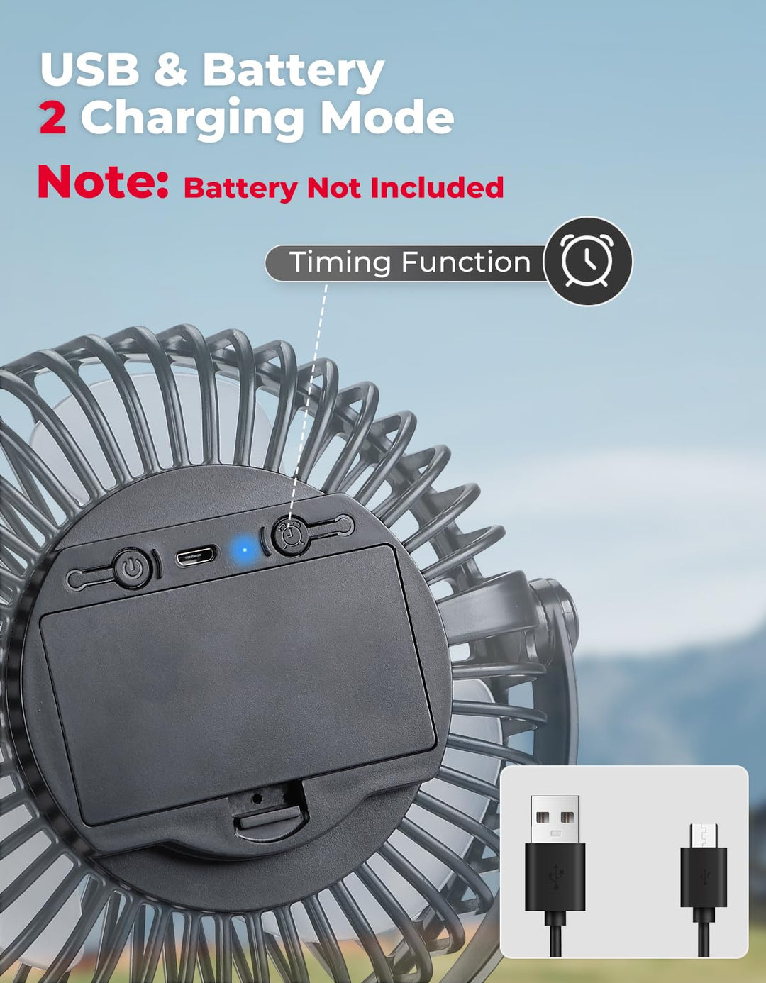 Long Battery Life 5 Speeds Fan with Clip for EZGO Club Car Drive - Kemimoto