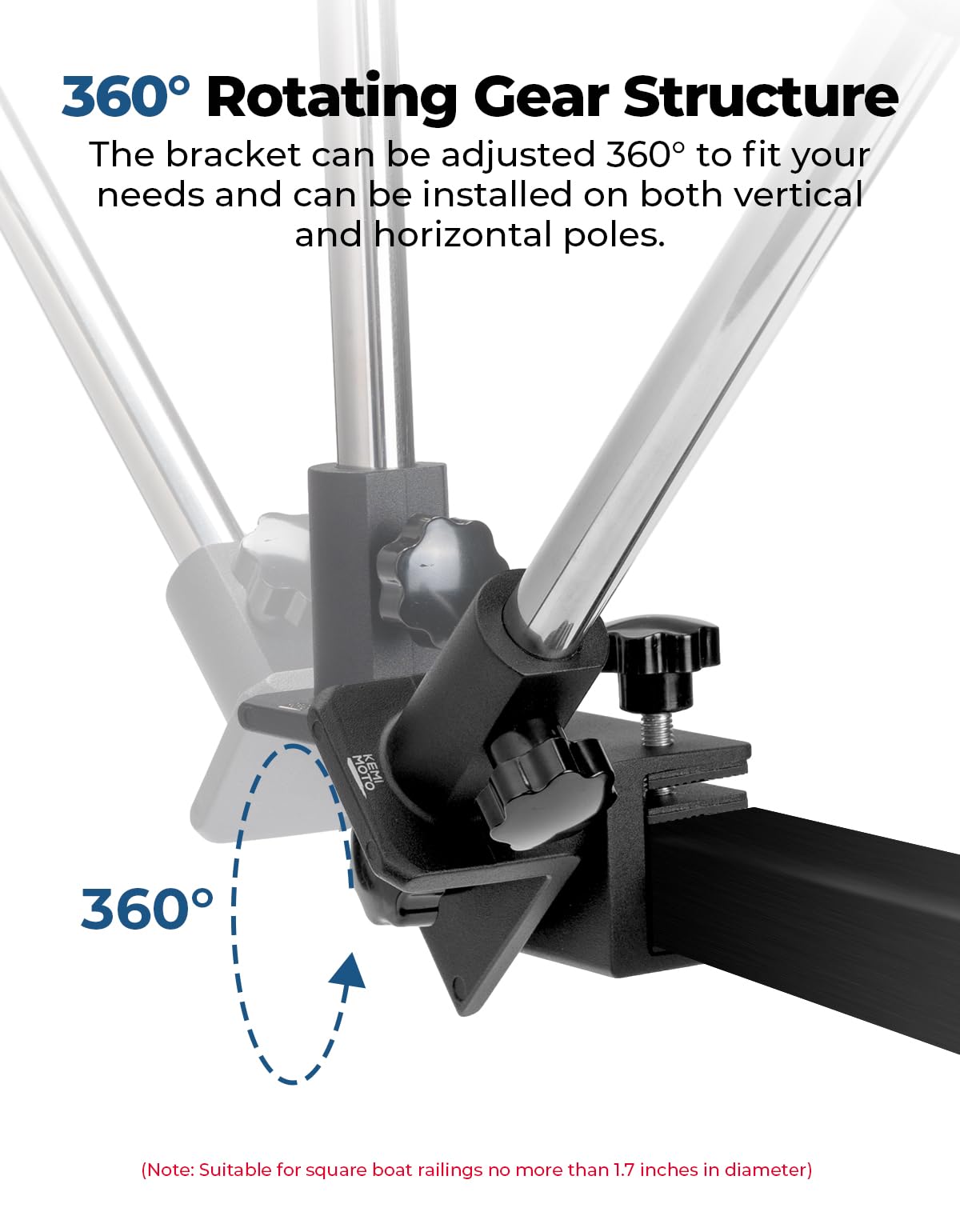 360° Adjustable Boat Rear Mirror with Telescoping Pole 4.5