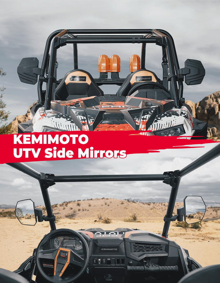 UTV Large View Side Mirrors For RZR /Turbo Pioneer/Talon /Kawasaki - Kemimoto