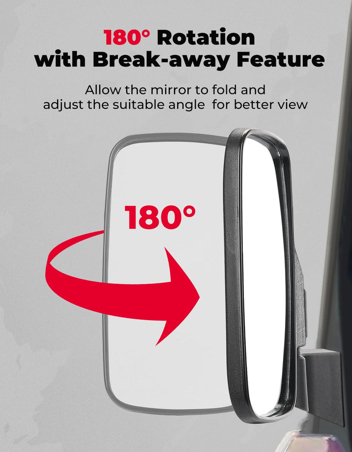 Door Mounted Side View Mirrors for Polaris Ranger/ Commercial Pro XD