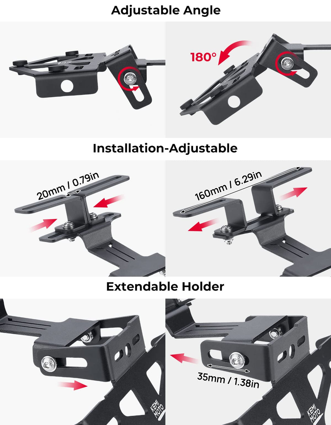 Universal Motorcycle License Plate Bracket - Kemimoto