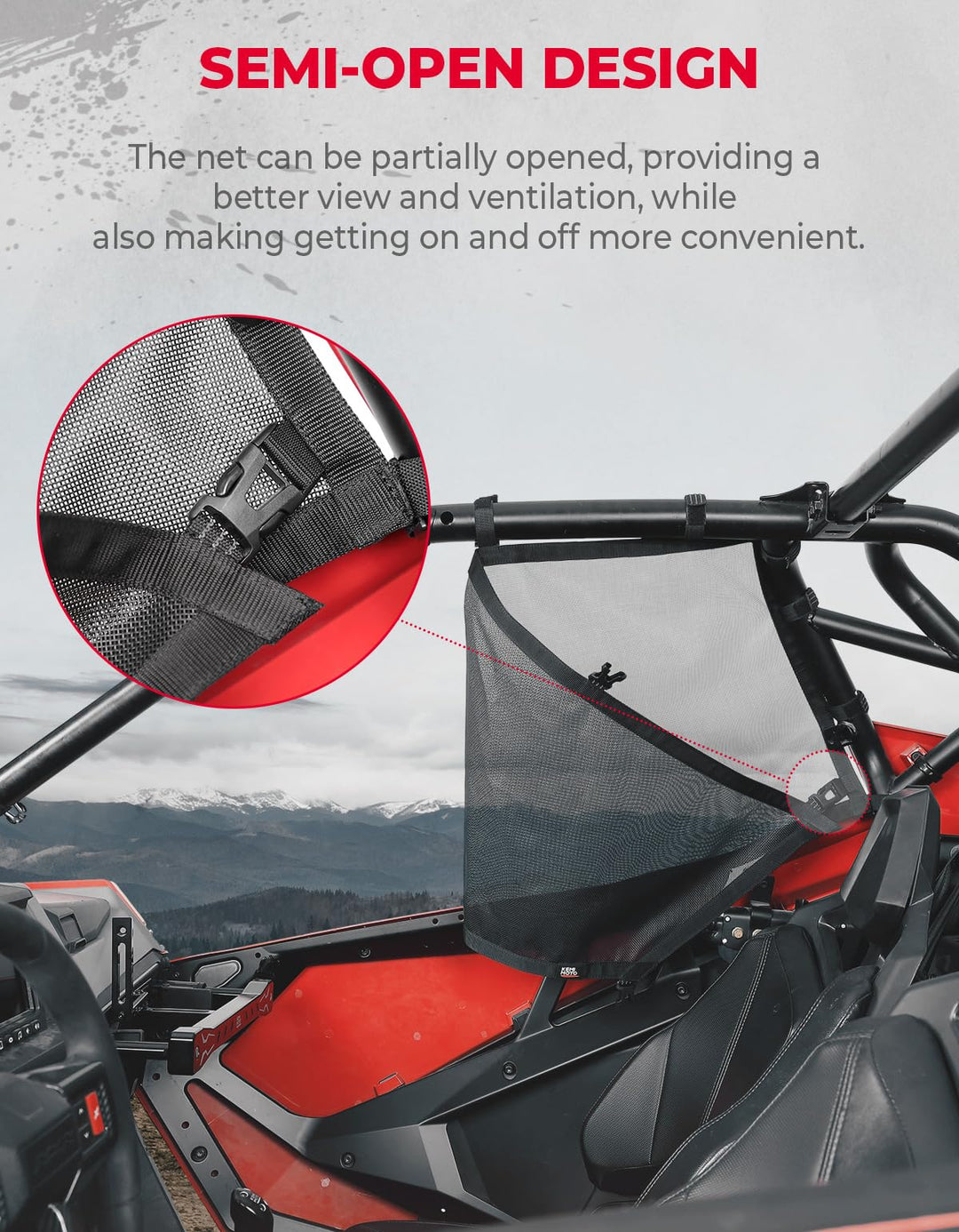 Roll Cage Mesh Window Shield Fit Polaris RZR PRO XP/ R - Kemimoto