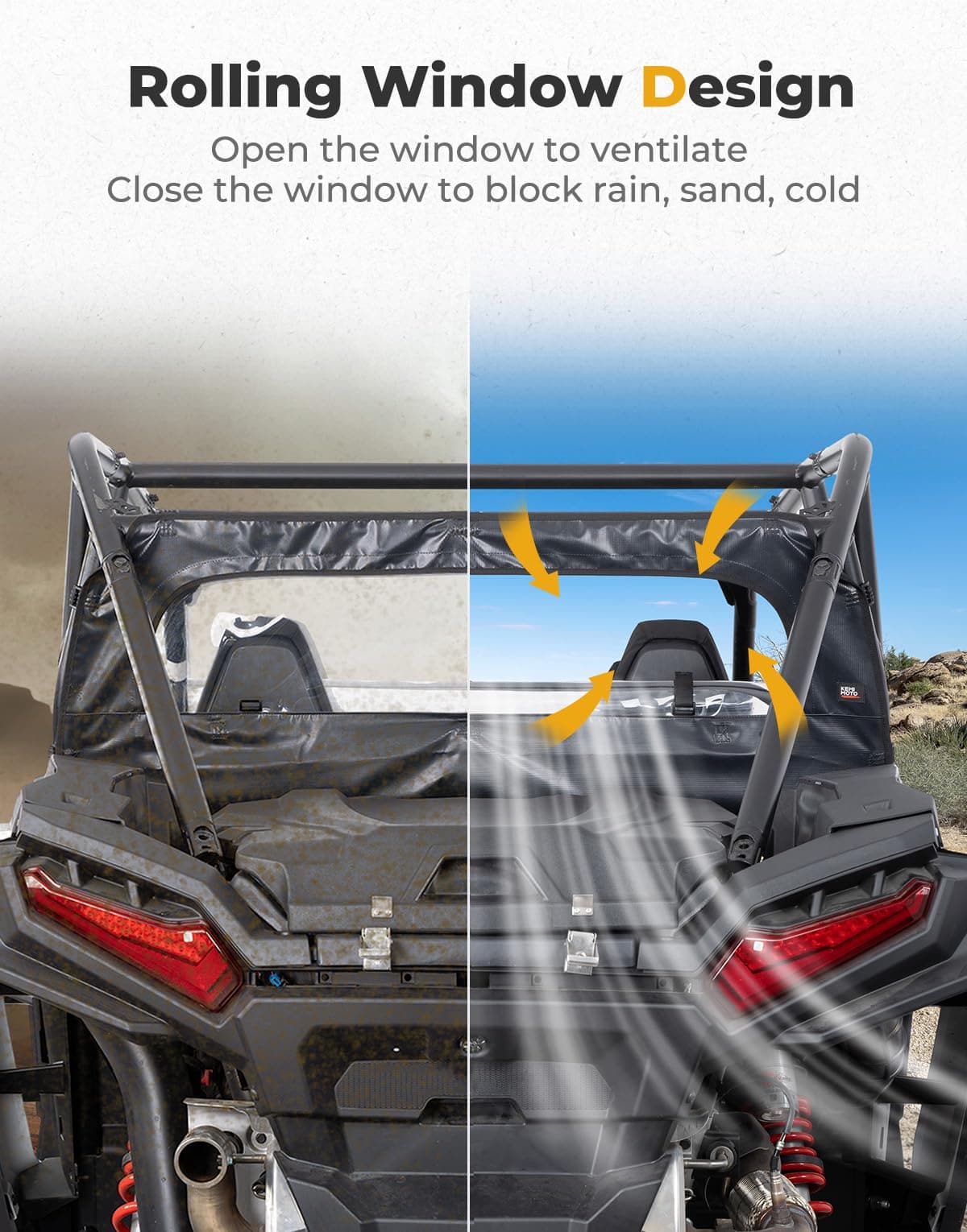 Rear Soft Windshield for Polaris RZR XP 1000 / XP 4 1000 2024-2025 - Kemimoto