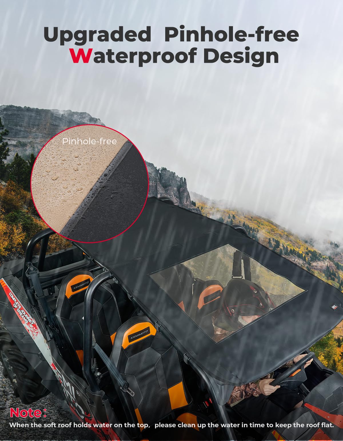 Waterproof Soft Roof Top for Polaris RZR XP 4 1000/4 Turbo / 4 900 - Kemimoto