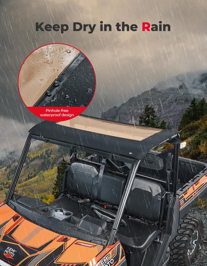 3-Seat Canvas Roof Top Tint Waterproof for Polaris Ranger XP 1000 - Kemimoto