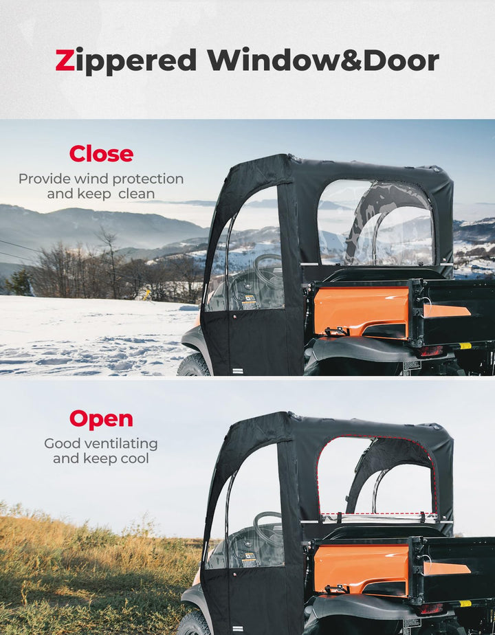 Soft Cab Enclosure Doors & Rear Soft Windshield for Kubota RTV - Kemimoto