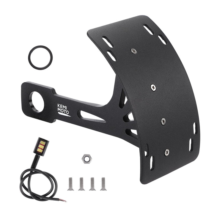 Motorcycle License Plate Bracket Universal Black - Kemimoto