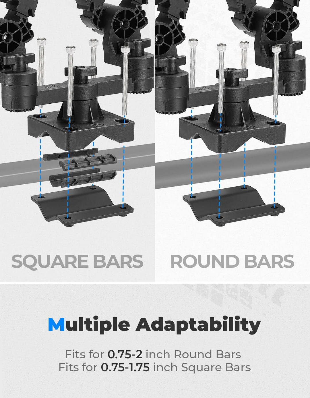 Double Gun Rack Holders for 0.75" to 2" tubular or square bars