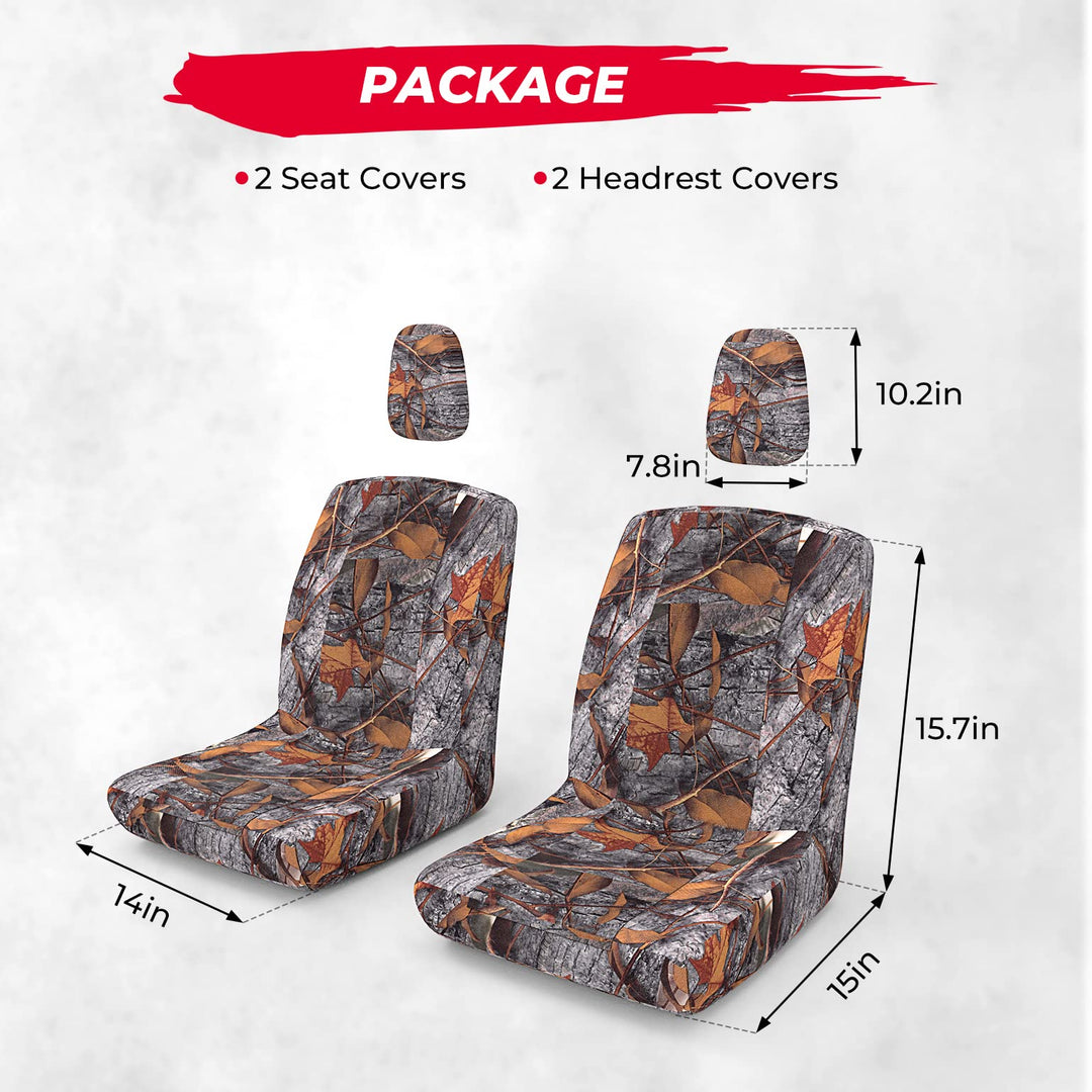 UTV Camo Bucket Seat Cover with Back Seat Cover Fit For Yamaha Rhino - Kemimoto