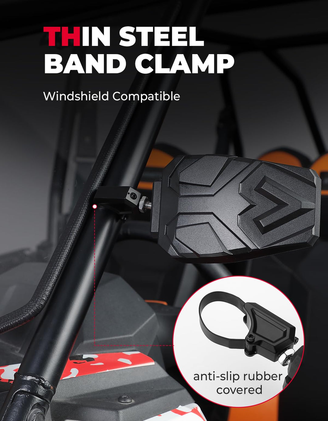 UTV 1.5-1.875 IN Side Mirrors for Polaris/Can-Am/Kawasaki - Kemimoto