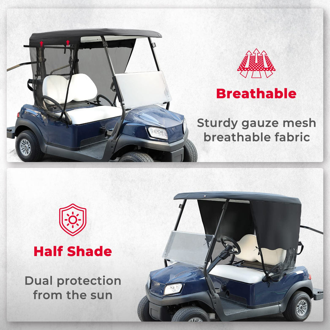 2 Passenger Golf Cart Sun Shade Cover Dual Anti-UV Protection