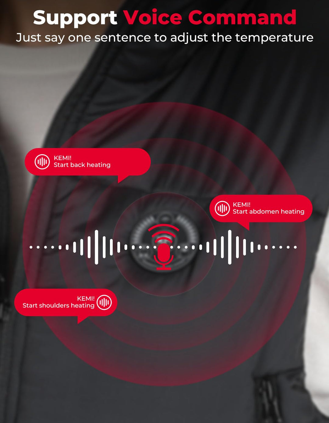 Heated Vest by Voice and APP Temp Control with Battery Pack