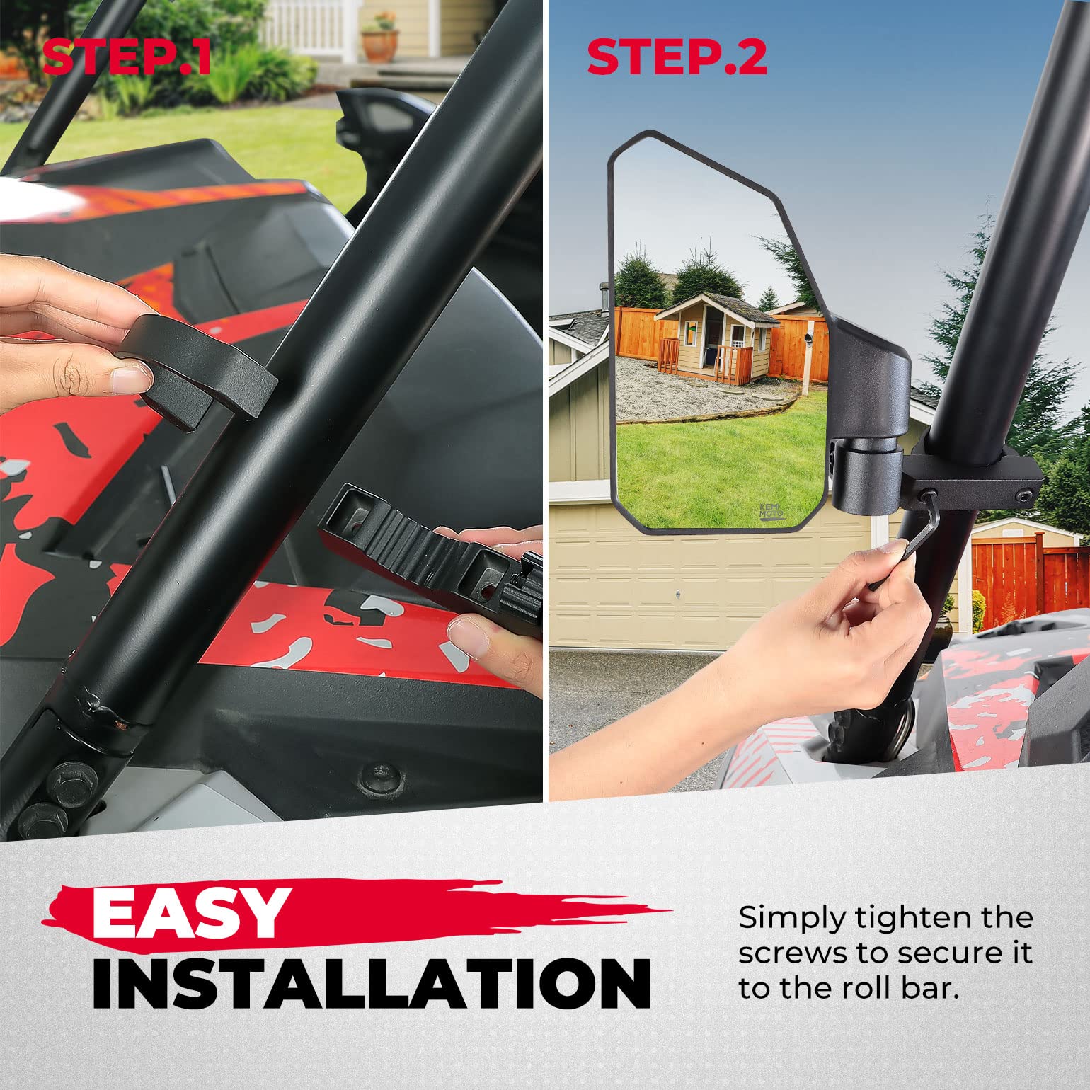 UTV Side Mirrors Fit with Windshield for 1.6