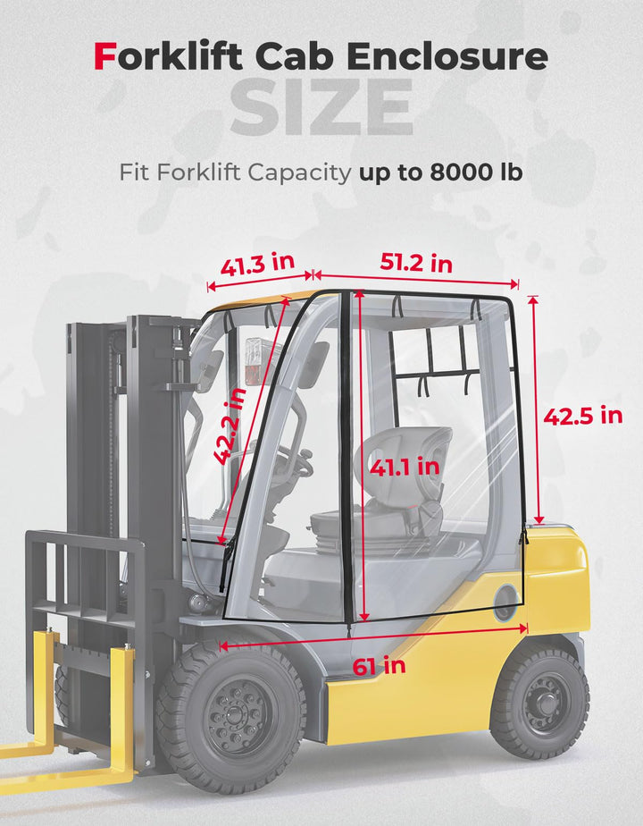 Universial Clear Forklift Cab Enclosures up to 8000 lbs Truck - Kemimoto