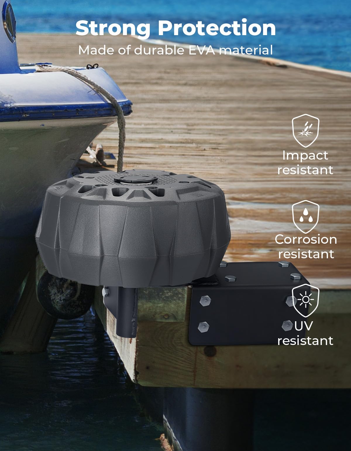 KEMIMOTO Dock Bumpers (2-Pack) - Marine Fenders For PWC, Boats Up To 25 Ft, With Ropes