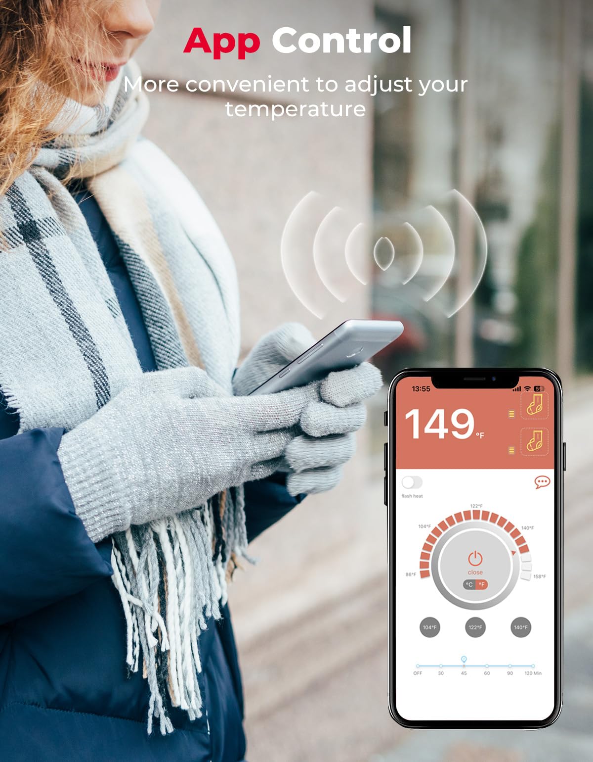 Heated Socks, Electric Heating Socks with App Remote Control - Kemimoto