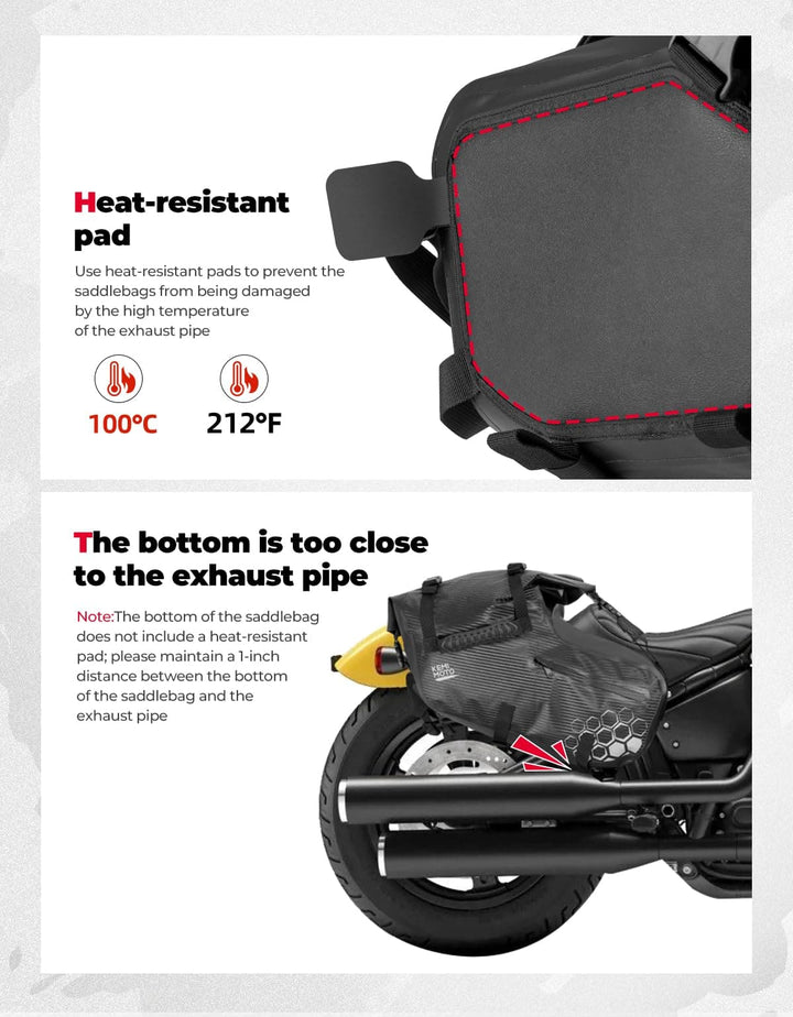 38L Universal Motorcycle Saddlebags for Sportster, Softail, Dyna - Kemimoto