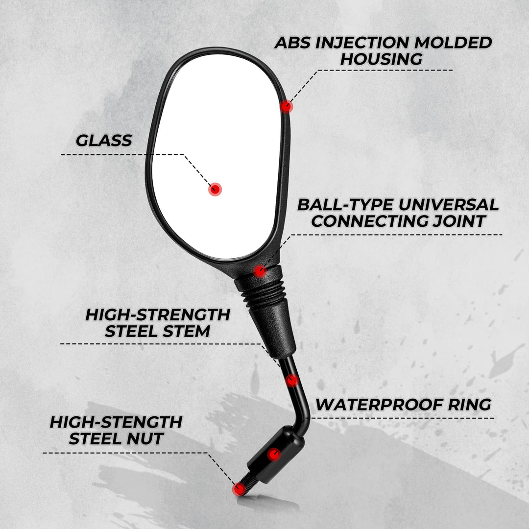 7/8” Handlebar Rear View Mirrors with 8MM and 10MM Screws - Kemimoto