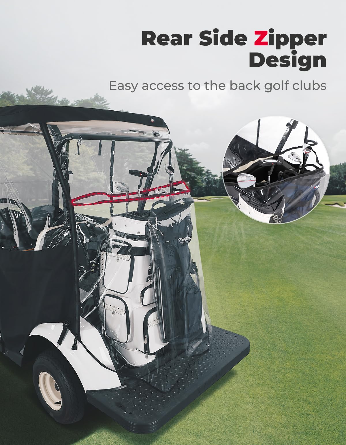 golf cart rear bag rain cover Golf Cart 600D Rain Cover Enclosure Fit 2 Passenger Models