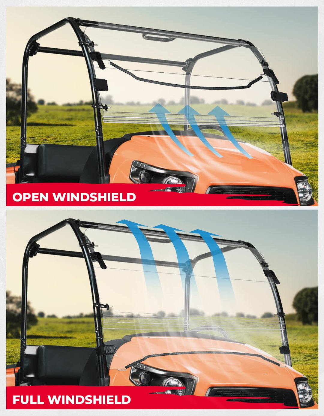 Front Windshield Scratch Resistant For Kubota RTV 400/500/520 - Kemimoto